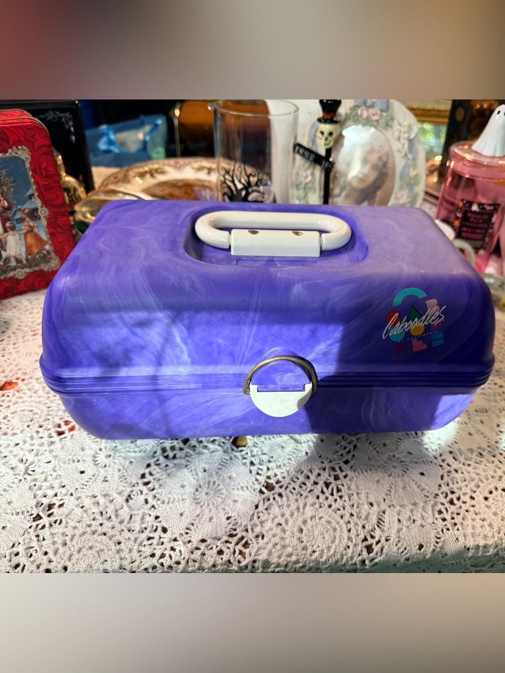 Vintage 1990s Caboodles Purple Marbled Makeup Case